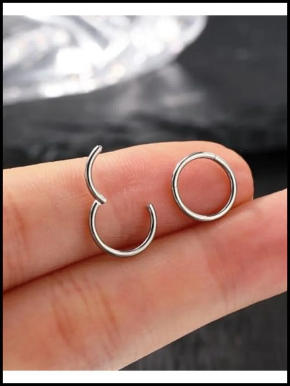 Titanium Nose Rings Hoops Hinged Clicker Piercing Jewelry Surgical Steel Helix